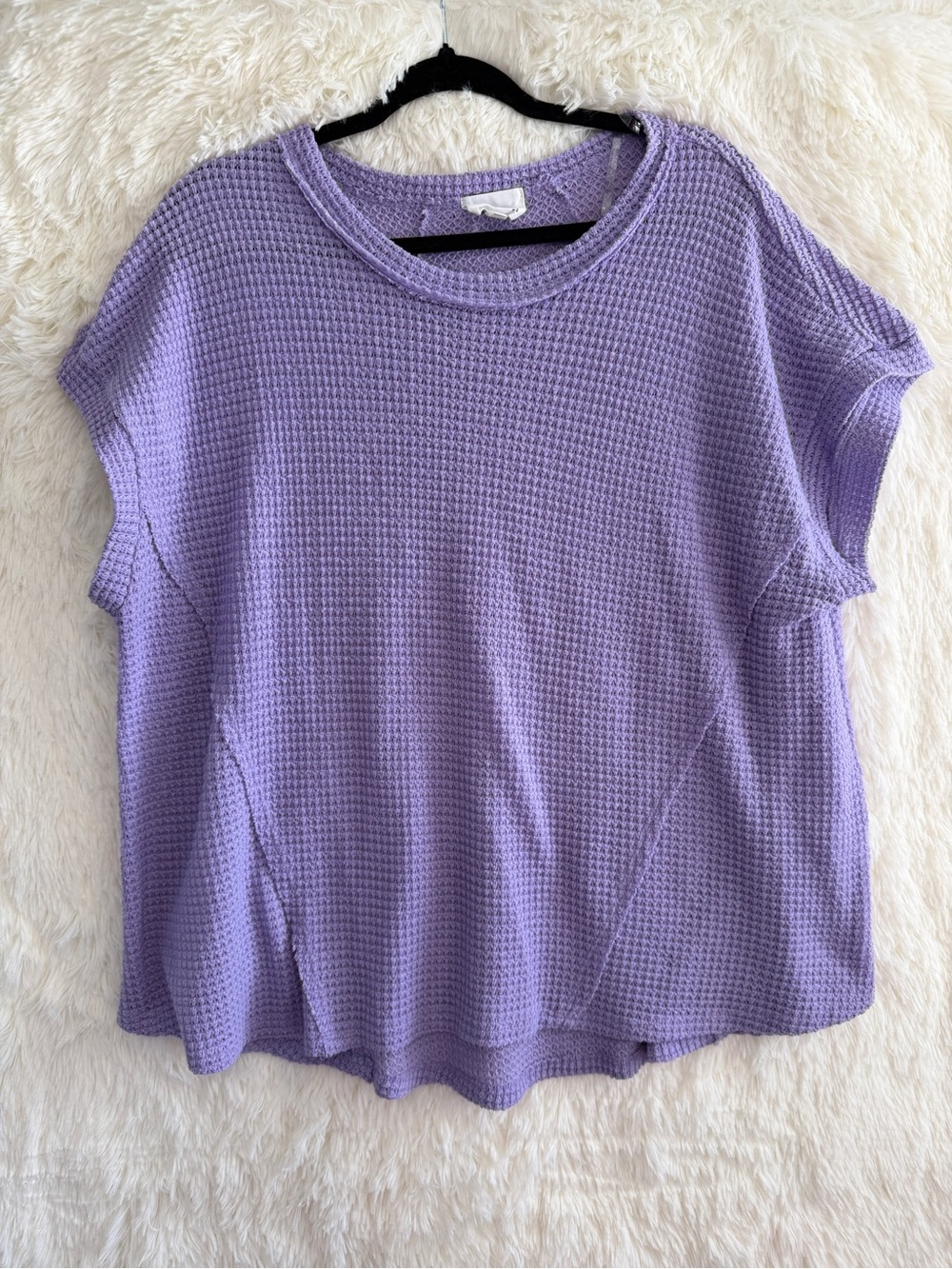 Andree by Unit Womens Boho-Chic Oversized Waffle Knit Top Size M/L Purple Lounge